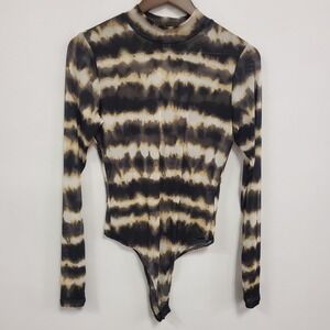 Eye Candy‎ Long Sleeve Mesh Fairy Grunge Whimsigoth Bodysuit Size XL Thong Rave